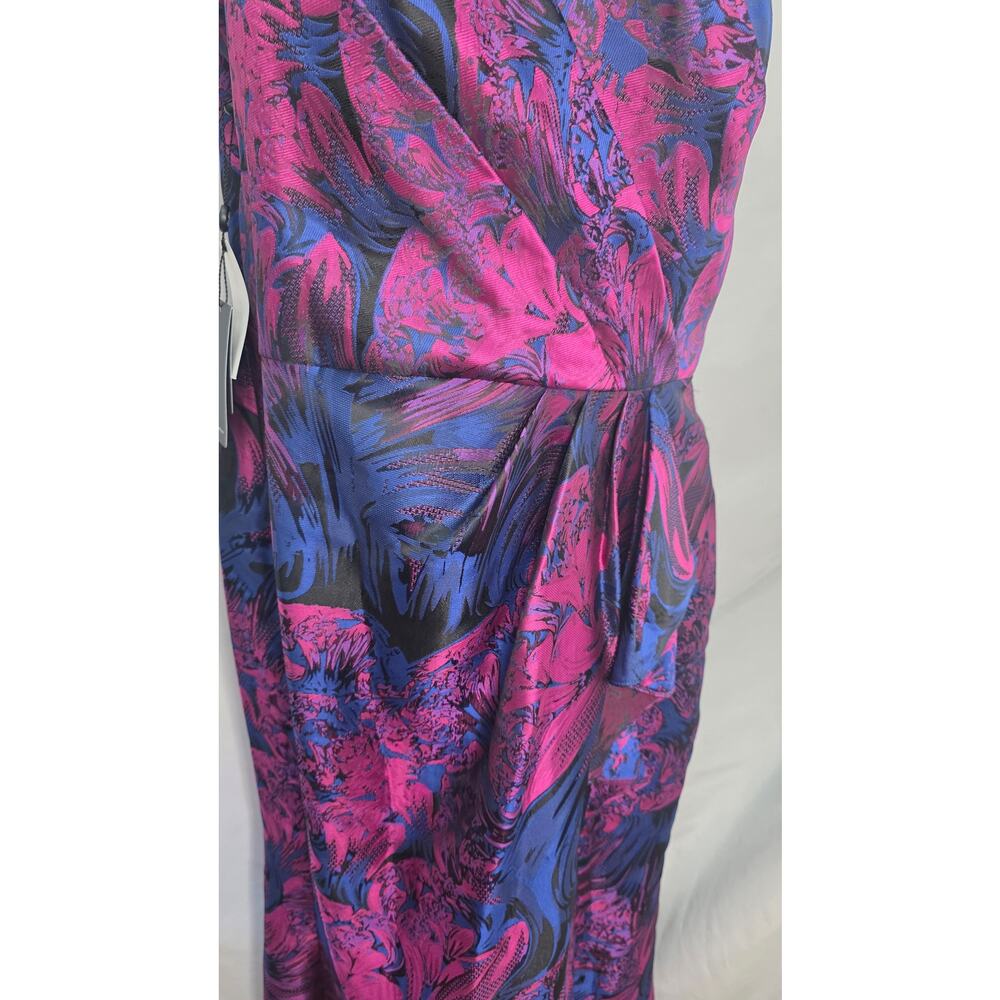 Adrianna Papell One Shoulder Jacquard Gala Formal Gown Size 12 Orchid Wedding - Picture 5 of 15